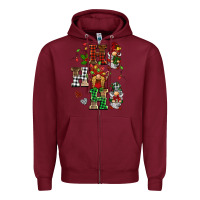 Burgundy christmas ho ho ho gnomes Zipper Hoodie - BarkalooDesign