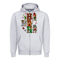 Heather Grey christmas ho ho ho gnomes Zipper Hoodie - BarkalooDesign