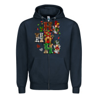 Navy christmas ho ho ho gnomes Zipper Hoodie - BarkalooDesign