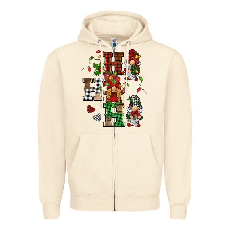 Christmas Ho Ho Ho Gnomes Zipper Hoodie by BarkalooDesign | Teevron