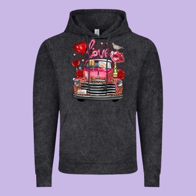 Western Valentines Day Truck Love Bird Letter Vintage Hoodie Designed By Fadigitalartstudio