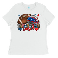 White Touchdown season American football 4th of july Ladies Tee - HowdyJamesFarm