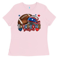 Bubblegum Pink Touchdown season American football 4th of july Ladies Tee - HowdyJamesFarm