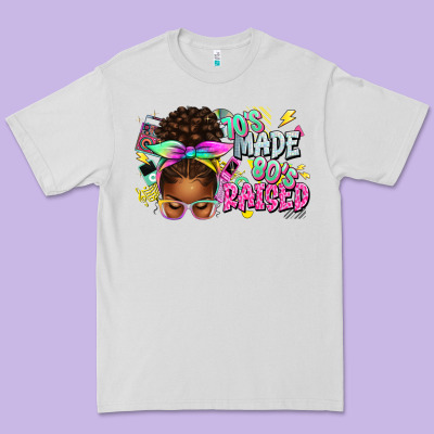 70's Made 80's Raised Afro Messy Bun Premium Tee Designed By Texasbilliewilder
