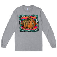 Heather Grey leopard pumpkin with serape background Long Sleeve Tee - RanaPortraitStore