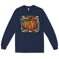Navy leopard pumpkin with serape background Long Sleeve Tee - RanaPortraitStore