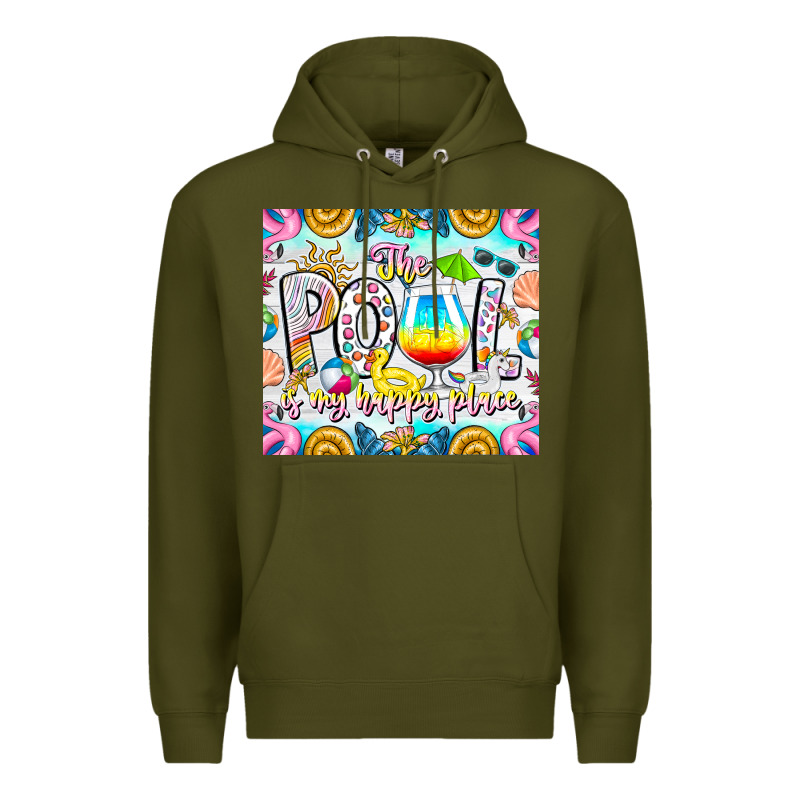 The Pool Is My Happy Place Premium Hoodie by CowhideDigitalArt | Teevron