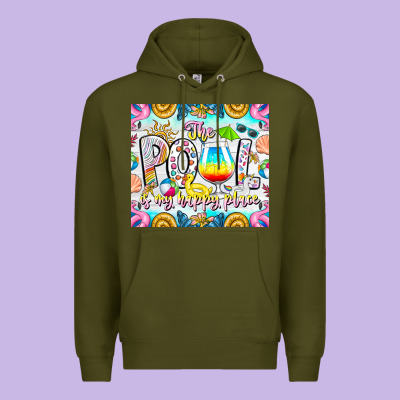 The Pool Is My Happy Place Premium Hoodie Designed By Cowhidedigitalart