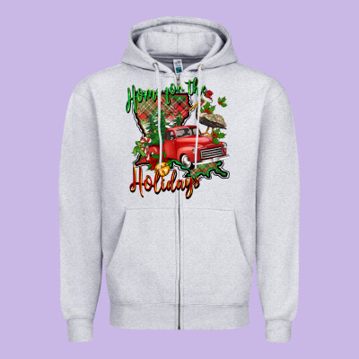 Home For The Holidays Louisiana Zipper Hoodie Designed By Barkaloodesign