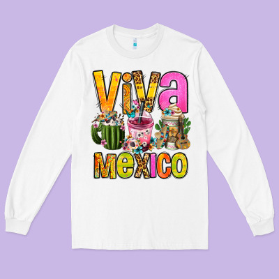 Viva Mexico Mexican Coffee Cups Long Sleeve Tee Designed By Fadigitalartstudio