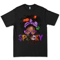 Black Spooky vibes afro messy bun Premium Tee - NancyCooperArtShop