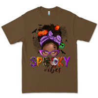 Cacao Spooky vibes afro messy bun Premium Tee - NancyCooperArtShop
