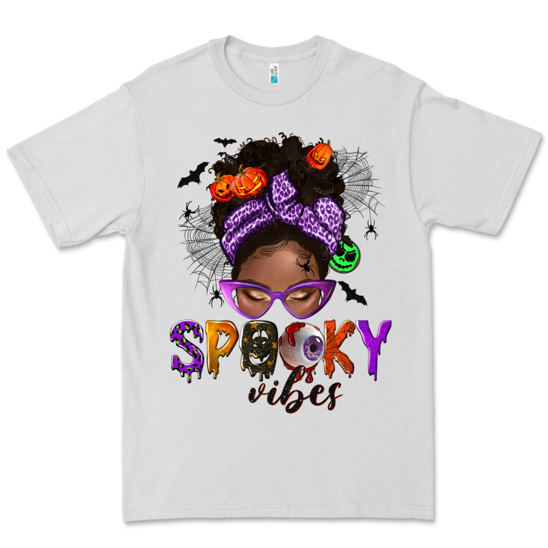 Spooky Vibes Afro Messy Bun Premium Tee by NancyCooperArtShop | Teevron