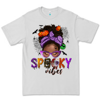 Dove Grey Spooky vibes afro messy bun Premium Tee - NancyCooperArtShop