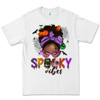 White Spooky vibes afro messy bun Premium Tee - NancyCooperArtShop
