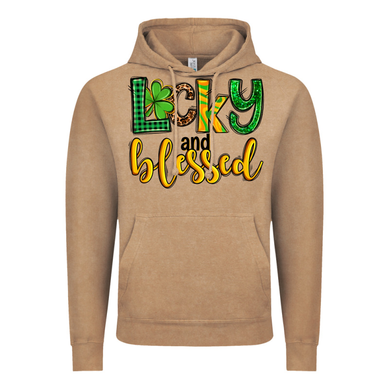 St. Patrick's Lucky And Blessed Vintage Hoodie by OliviaCreatesArt | Teevron