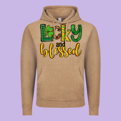 St. Patrick's Lucky And Blessed Vintage Hoodie Designed By Oliviacreatesart