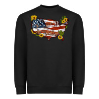Black usa map with sunflower and cactus Heavyweight Sweatshirt - Artiststas