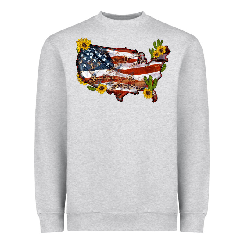 Usa Map With Sunflower And Cactus Heavyweight Sweatshirt by Artiststas | Teevron