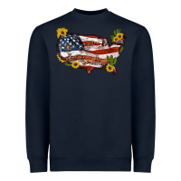 Navy usa map with sunflower and cactus Heavyweight Sweatshirt - Artiststas
