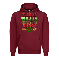 Burgundy thick thighs christmas vibes Zipper Hoodie - BarkalooDesign