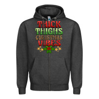 Charcoal Heather thick thighs christmas vibes Zipper Hoodie - BarkalooDesign