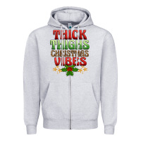 Heather Grey thick thighs christmas vibes Zipper Hoodie - BarkalooDesign