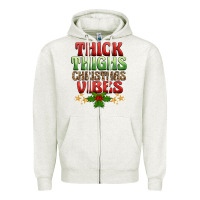 Oatmeal Heather thick thighs christmas vibes Zipper Hoodie - BarkalooDesign