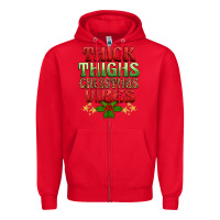 Red thick thighs christmas vibes Zipper Hoodie - BarkalooDesign