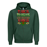 Sports Green thick thighs christmas vibes Zipper Hoodie - BarkalooDesign