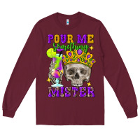 Burgundy Skull pour me something mister Long Sleeve Tee - FaDigitalArtStudio