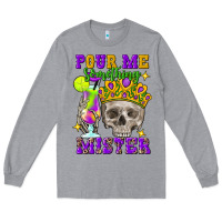 Heather Grey Skull pour me something mister Long Sleeve Tee - FaDigitalArtStudio
