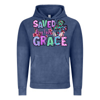Vintage Denim Easter Day Saved by his grace Vintage Hoodie - OliviaCreatesArt