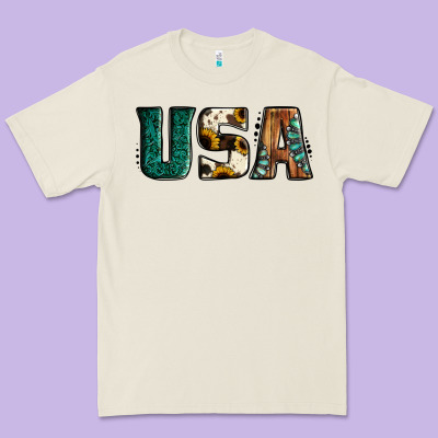 Usa Basic Bold Font Western Premium Tee Designed By Jasminsmagicworld