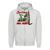 Dove Grey christmas time in new york Zipper Hoodie - BarkalooDesign