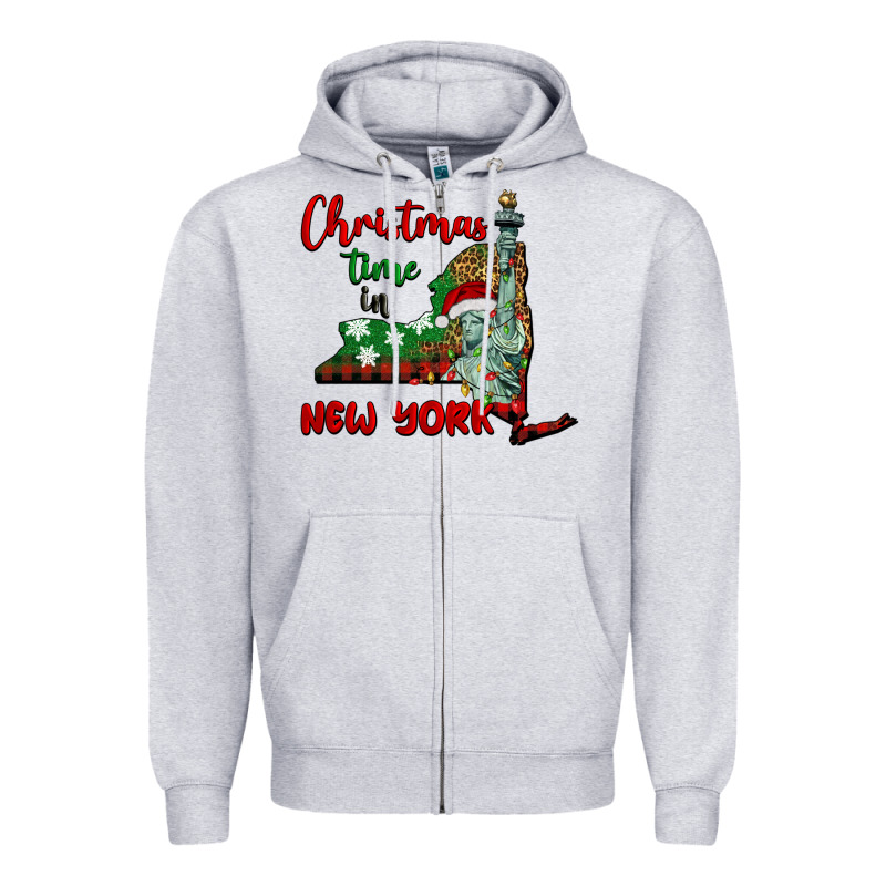 Christmas Time In New York Zipper Hoodie by BarkalooDesign | Teevron
