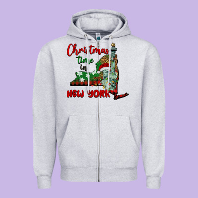 Christmas Time In New York Zipper Hoodie Designed By Barkaloodesign