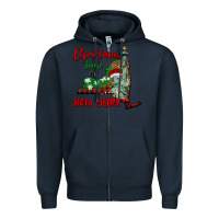 Navy christmas time in new york Zipper Hoodie - BarkalooDesign
