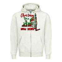 Oatmeal Heather christmas time in new york Zipper Hoodie - BarkalooDesign