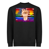 Black lgbtq flag and american flag with hand Heavyweight Sweatshirt - Artiststas