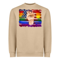 Mushroom lgbtq flag and american flag with hand Heavyweight Sweatshirt - Artiststas