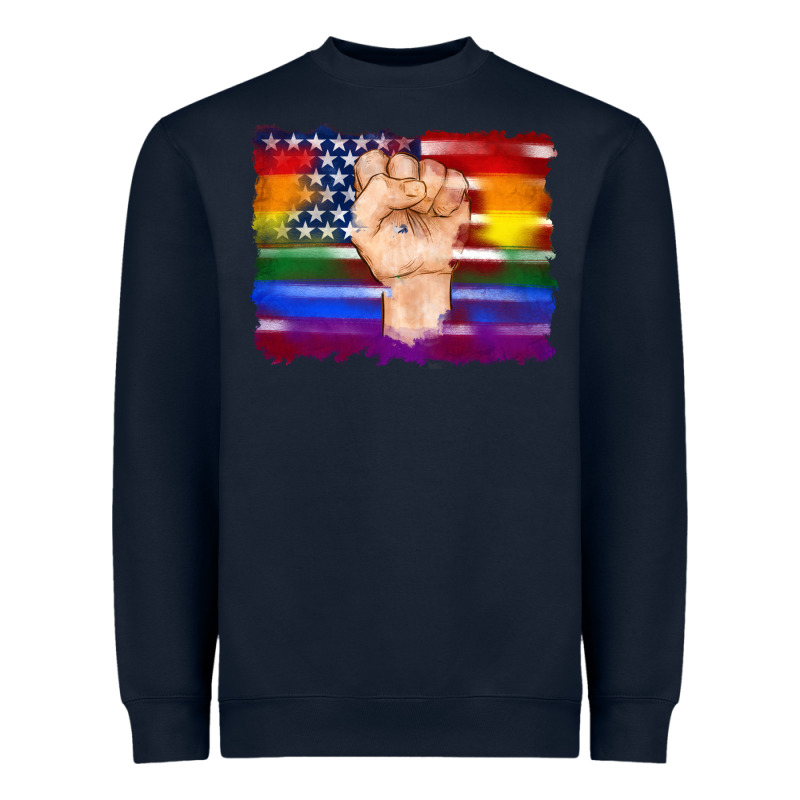 Lgbtq Flag And American Flag With Hand Heavyweight Sweatshirt by Artiststas | Teevron