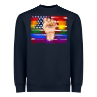 Navy lgbtq flag and american flag with hand Heavyweight Sweatshirt - Artiststas