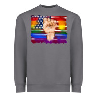 Storm lgbtq flag and american flag with hand Heavyweight Sweatshirt - Artiststas