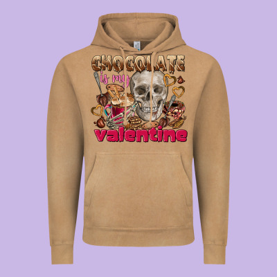 Skull Chocolate Is My Valentine Vintage Hoodie Designed By Fadigitalartstudio