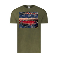 Vintage Olive American flag stitches Vintage Tee - CowGirlArtShop