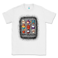 White halloween funny set ghost mummy witch vampire and pumpkin t shirt Classic Tee - maiPhamDesign