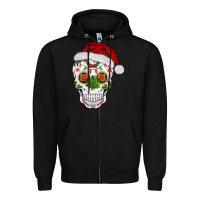 Black sugar skull  christmas Zipper Hoodie - BarkalooDesign