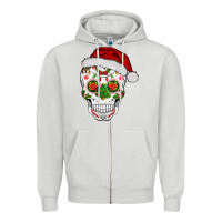 Dove Grey sugar skull  christmas Zipper Hoodie - BarkalooDesign