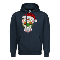 Navy sugar skull  christmas Zipper Hoodie - BarkalooDesign
